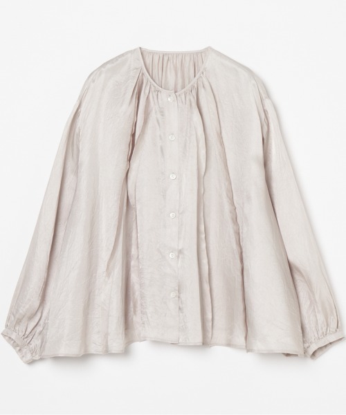 HELIOPOLE（エリオポール）の「CREPE SHEER GATHERED BLOUSE（シャツ/ブラウス・レディース・ホワイト/ライトグレー・38）」の2枚目の写真