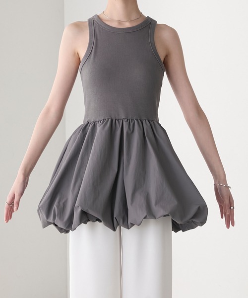 Swankiss バルーンミニワンピース フリル ガーリー ブラック ゴシック Swankiss バルーンミニワンピース フリル ガーリー ブラック