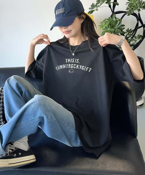 aimoha(アイモハ)の「メッセージプリントTシャツ(Tシャツ/カットソー・レディース・ホワイト/ブラック/イエロー/チョコ・FREE)」の9枚目の写真