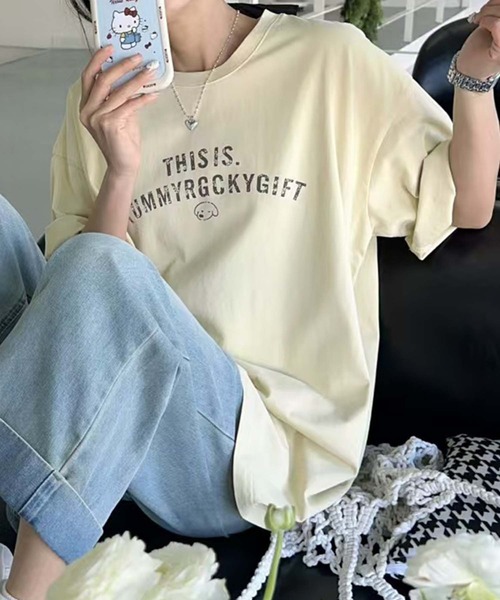 aimoha(アイモハ)の「メッセージプリントTシャツ(Tシャツ/カットソー・レディース・ホワイト/ブラック/イエロー/チョコ・FREE)」の12枚目の写真