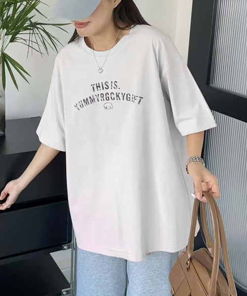 aimoha(アイモハ)の「メッセージプリントTシャツ(Tシャツ/カットソー・レディース・ホワイト/ブラック/イエロー/チョコ・FREE)」の7枚目の写真