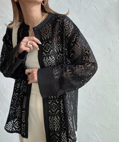 Doula Doula（ドゥーラドゥーラ）の「パネルレースノーカラーブラウス（シャツ/ブラウス・レディース・ブラック/アイボリー・FREE）」の16枚目の写真