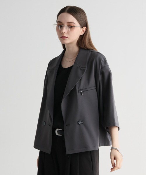 ELLUV(エルブ)の「【ELLUV/エルヴ】ジップギミック ハーフスリーブ ショートテーラードジャケット(テーラードジャケット・メンズ・グレー/ブラック/ベージュ/ブラック系その他・L/M/S/XS)」の11枚目の写真