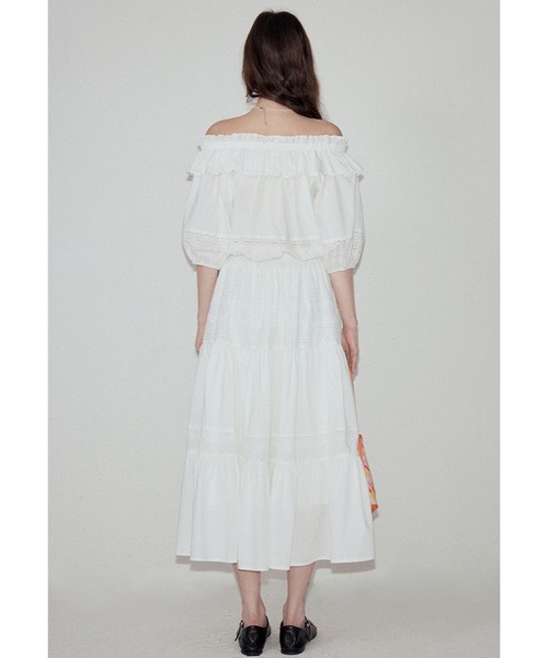 Fano Studios（ファノ ストゥディオズ）の「ティアード ロングスカート  FX25B041【Fano Studios】【2025SS】（スカート・レディース・ホワイト・L/M/S）」の6枚目の写真