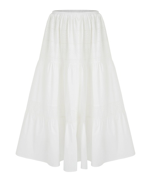 Fano Studios（ファノ ストゥディオズ）の「ティアード ロングスカート  FX25B041【Fano Studios】【2025SS】（スカート・レディース・ホワイト・L/M/S）」の9枚目の写真