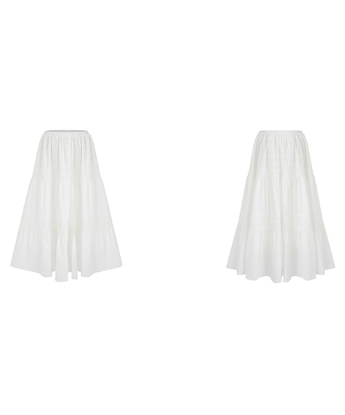 Fano Studios（ファノ ストゥディオズ）の「ティアード ロングスカート  FX25B041【Fano Studios】【2025SS】（スカート・レディース・ホワイト・L/M/S）」の10枚目の写真