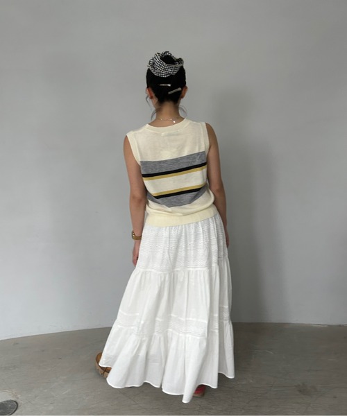 Fano Studios（ファノ ストゥディオズ）の「ティアード ロングスカート  FX25B041【Fano Studios】【2025SS】（スカート・レディース・ホワイト・L/M/S）」の14枚目の写真