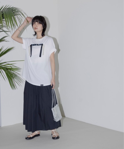 新品　今季　新作　エイミーロウ　テープロゴ エンブロヘム タックラグランTシャツ Eimee Law tシャツ テープロゴ エンブロヘム タックラグランT
