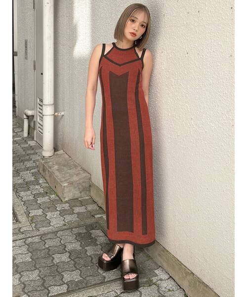 レイヤードライクニットキャミワンピース（ワンピース）｜MURUA