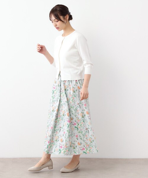 LAURA ASHLEY(ローラアシュレイ)の「【コットン100%/ウエストゴム/タックあり】サマーパレス柄 タイプライタースカート(スカート・レディース・ホワイト系その他/ネイビー系/スモーキーグリーン系1・40/38)」の15枚目の写真
