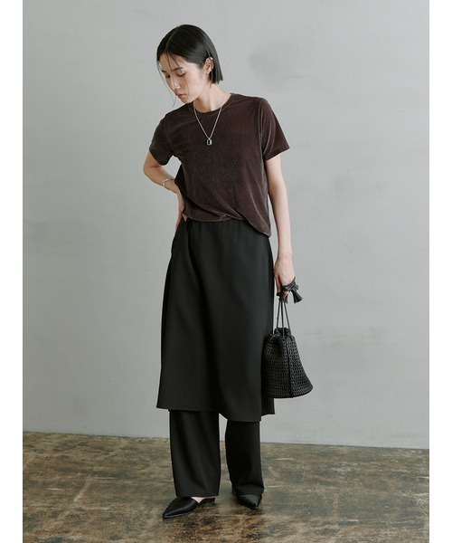 MIESROHE シアーベルベットコンパクトTshirt Navy シアーベロアコンパクトT（カットソー/Tシャツ）｜MIESROHE