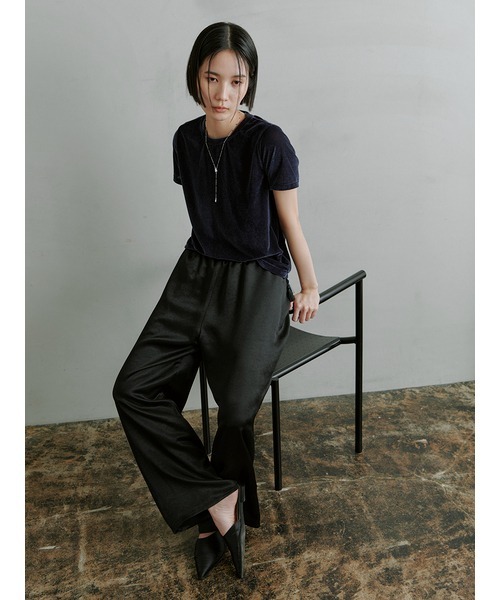 MIESROHE シアーベルベットコンパクトTshirt Navy MIESROHE シアーベルベットコンパクトTshirt Navy MIESROHE
