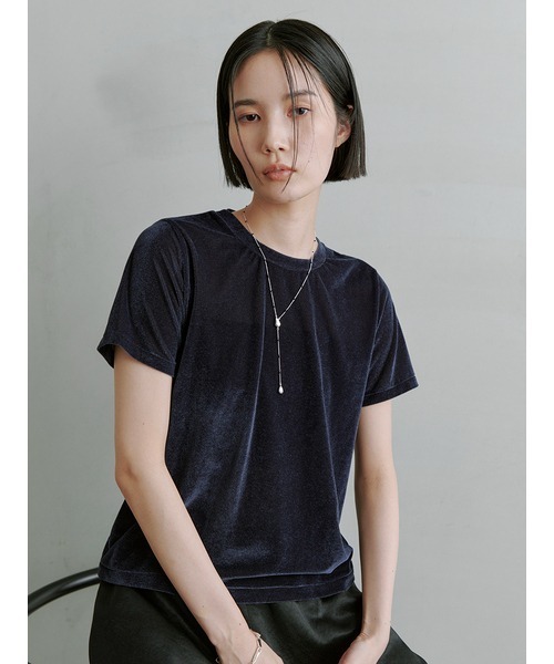 MIESROHE(ミースロエ)の「シアーベロアコンパクトT(Tシャツ/カットソー・レディース・ブラック/ホワイト/ブラウン/ネイビー・FREE)」の21枚目の写真