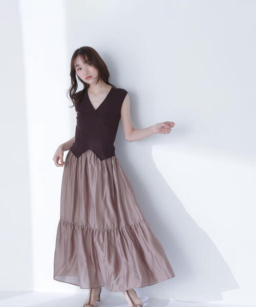 【タグ付き】 ナチュラルビューティベーシック カシュクールワンピース カシュクールフラワープリントワンピース | N. Natural Beauty