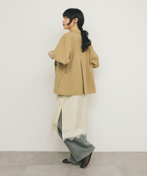 KBF（ケイビーエフ）の「バックスリットジャケット（その他アウター・レディース・チャコールグレー/ベージュ・ONE）」の8枚目の写真