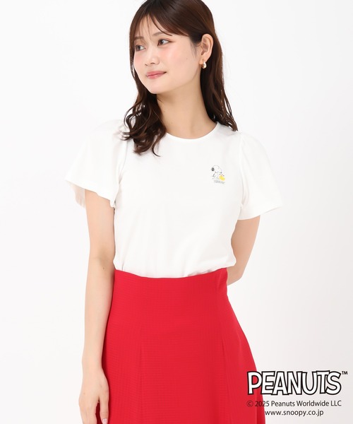 MISCH MASCH(ミッシュマッシュ)の「PEANUTSデザイン袖フレアTシャツ(Tシャツ/カットソー・レディース・ホワイト/ネイビー・フリ-)」の7枚目の写真