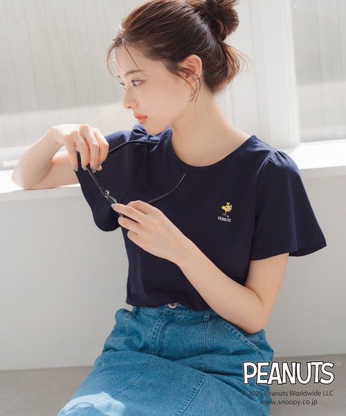 MISCH MASCH(ミッシュマッシュ)の「PEANUTSデザイン袖フレアTシャツ(Tシャツ/カットソー・レディース・ホワイト/ネイビー・フリ-)」の5枚目の写真