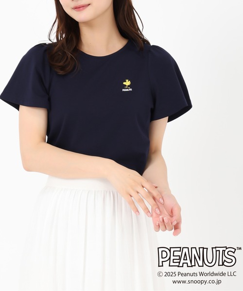 MISCH MASCH(ミッシュマッシュ)の「PEANUTSデザイン袖フレアTシャツ(Tシャツ/カットソー・レディース・ホワイト/ネイビー・フリ-)」の6枚目の写真