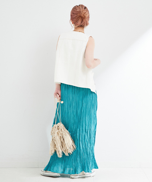 セール】ウォッシャブル / クリンクルティアードスカート