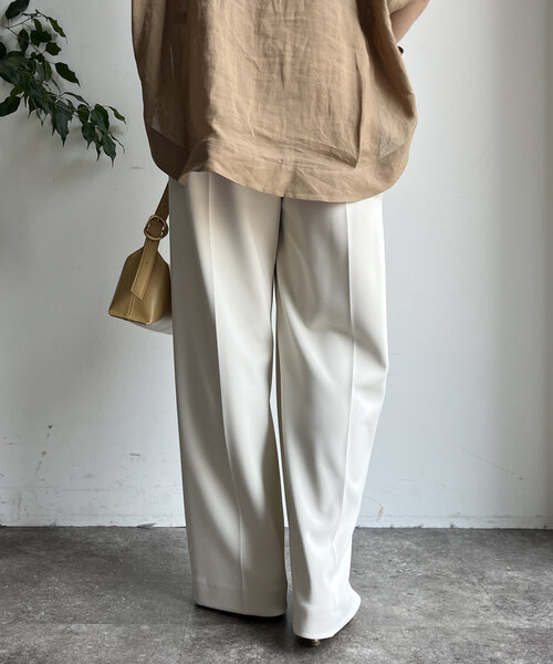 DouDou(ドゥドゥ)の「ダブルタックワイドパンツ(その他パンツ・レディース・オフホワイト/ブラック/ミント・36/38)」の12枚目の写真