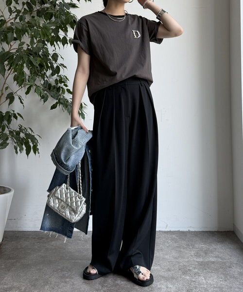 DouDou(ドゥドゥ)の「ダブルタックワイドパンツ(その他パンツ・レディース・オフホワイト/ブラック/ミント・36/38)」の14枚目の写真