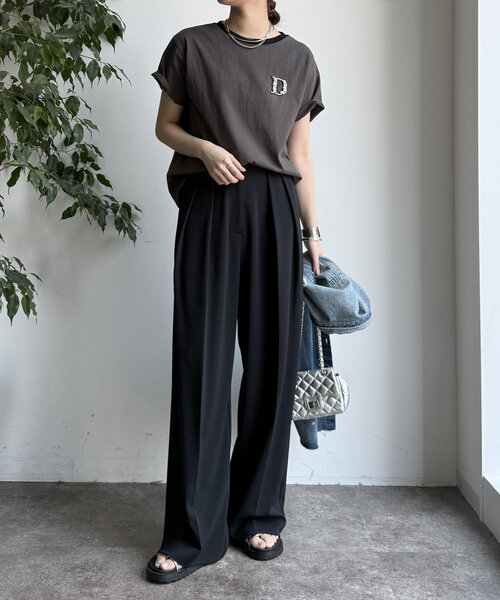 DouDou(ドゥドゥ)の「ダブルタックワイドパンツ(その他パンツ・レディース・オフホワイト/ブラック/ミント・36/38)」の15枚目の写真