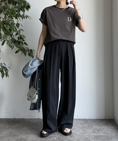 DouDou(ドゥドゥ)の「ダブルタックワイドパンツ(その他パンツ・レディース・オフホワイト/ブラック/ミント・36/38)」の16枚目の写真