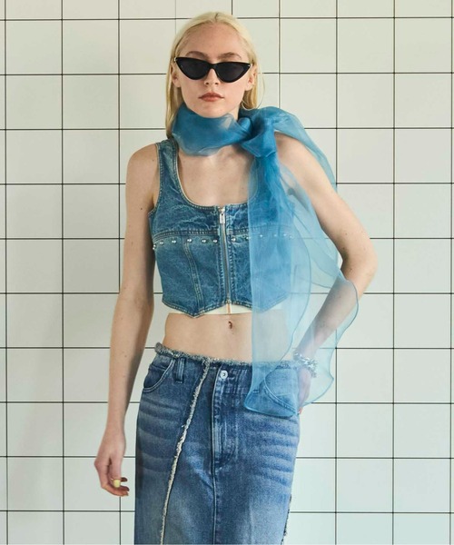 MAISON SPECIAL(メゾンスペシャル)の「Organdy Scarf/オーガンジースカーフ【MAISON SPECIAL/メゾンスペシャル】(ストール/ショール・レディース・ブルー/ライム/ベージュ・FREE)」の9枚目の写真