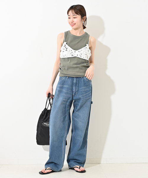 Lee(リー)の「LEE/リー SLOBE別注 ペインターパンツ LM7288(デニムパンツ・レディース・アイボリー/スカイブルー・36/38/40)」の3枚目の写真