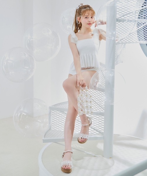 【定価15400円】ジルスチュアート 水玉フリルビキニ KH 9M 即日発送】【ビキニ】【水着】フリルショルダーフラワービキニ[YMT]
