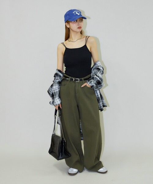 PUBLUX（パブリュクス）の「PUBLUX/パブリュクス ダブルストラップ カップ付き キャミソール（キャミソール・レディース・ブラック/ナチュラル/サックスブルー/ブラウン・ﾌﾘ-）」の9枚目の写真