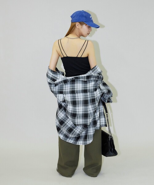 PUBLUX（パブリュクス）の「PUBLUX/パブリュクス ダブルストラップ カップ付き キャミソール（キャミソール・レディース・ブラック/ナチュラル/サックスブルー/ブラウン・ﾌﾘ-）」の10枚目の写真