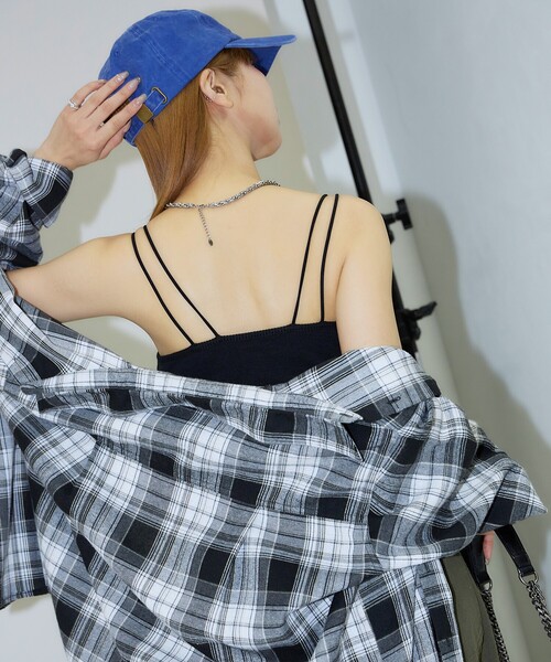 PUBLUX（パブリュクス）の「PUBLUX/パブリュクス ダブルストラップ カップ付き キャミソール（キャミソール・レディース・ブラック/ナチュラル/サックスブルー/ブラウン・ﾌﾘ-）」の13枚目の写真