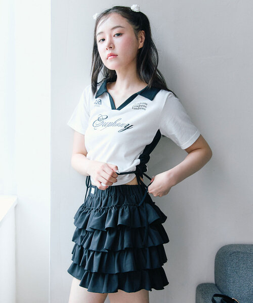 OLIVE des OLIVE(オリーブデオリーブ)の「【細見え/着回し万能◎】ラインドロストTシャツ(Tシャツ/カットソー・レディース・サックスブルー/オフホワイト/ネイビー・FREE)」の15枚目の写真