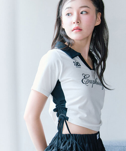 OLIVE des OLIVE(オリーブデオリーブ)の「【細見え/着回し万能◎】ラインドロストTシャツ(Tシャツ/カットソー・レディース・サックスブルー/オフホワイト/ネイビー・FREE)」の17枚目の写真