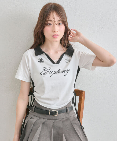 OLIVE des OLIVE(オリーブデオリーブ)の「【細見え/着回し万能◎】ラインドロストTシャツ(Tシャツ/カットソー・レディース・サックスブルー/オフホワイト/ネイビー・FREE)」の20枚目の写真