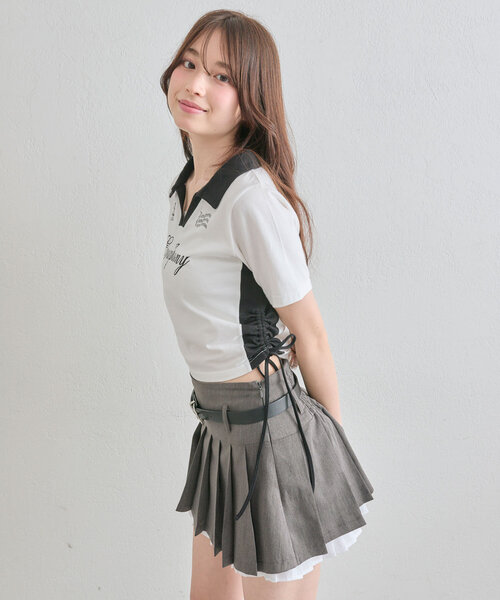 OLIVE des OLIVE(オリーブデオリーブ)の「【細見え/着回し万能◎】ラインドロストTシャツ(Tシャツ/カットソー・レディース・サックスブルー/オフホワイト/ネイビー・FREE)」の21枚目の写真
