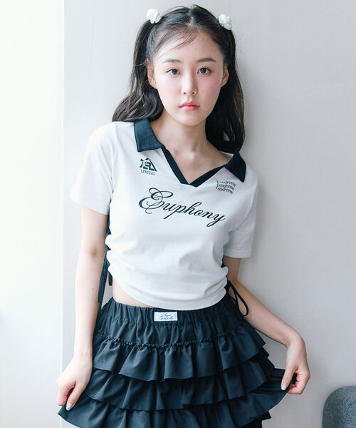 OLIVE des OLIVE(オリーブデオリーブ)の「【細見え/着回し万能◎】ラインドロストTシャツ(Tシャツ/カットソー・レディース・サックスブルー/オフホワイト/ネイビー・FREE)」の8枚目の写真