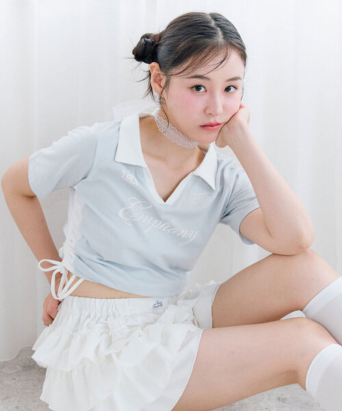 OLIVE des OLIVE(オリーブデオリーブ)の「【細見え/着回し万能◎】ラインドロストTシャツ(Tシャツ/カットソー・レディース・サックスブルー/オフホワイト/ネイビー・FREE)」の9枚目の写真