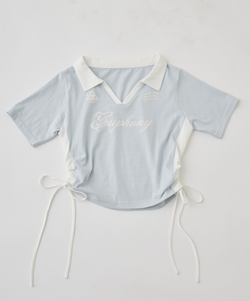 OLIVE des OLIVE(オリーブデオリーブ)の「【細見え/着回し万能◎】ラインドロストTシャツ(Tシャツ/カットソー・レディース・サックスブルー/オフホワイト/ネイビー・FREE)」の12枚目の写真