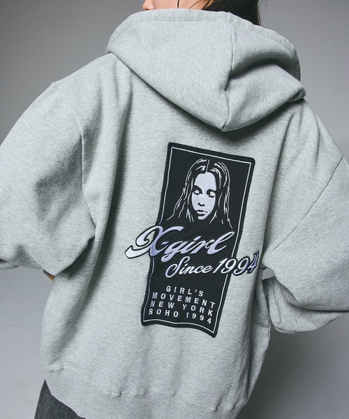 こはる CIRCLE LOGO AND FACE ZIP UP SWEAT HOODIE（パーカー）｜X-girl