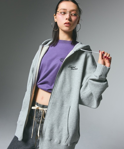 FACE BOX PATCH ZIP UP SWEAT HOODIE（パーカー）｜X-girl