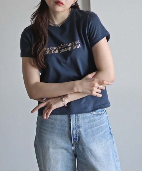 COURO(コウロ)の「ラインストーンロゴTシャツ(Tシャツ/カットソー・レディース・ホワイト/レッド/ピンク/ネイビー/イエロー/杢グレー/ブルー・FREE)」の14枚目の写真