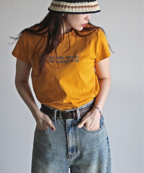 COURO(コウロ)の「ラインストーンロゴTシャツ(Tシャツ/カットソー・レディース・ホワイト/レッド/ピンク/ネイビー/イエロー/杢グレー/ブルー・FREE)」の20枚目の写真