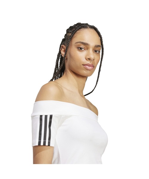 adidas(アディダス)の「adidas BANDEAU SS / アディダス バンドゥー SS(Tシャツ/カットソー・レディース・ホワイト・XS/S/M/L)」の3枚目の写真