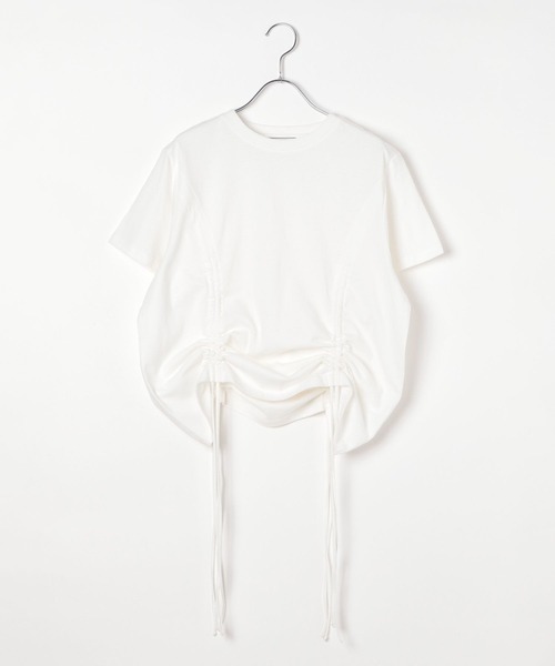 BAYFLOW(ベイフロー)の「シャーリング半袖Tシャツ(Tシャツ/カットソー・レディース・ピンク/オフホワイト/ブラック・FREE)」の8枚目の写真