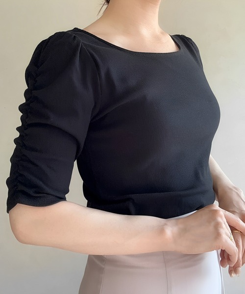 31 Sons de mode（トランテアン　ソン　ドゥ　モード）の「2025春夏新作 テレコトップス（Tシャツ/カットソー・レディース・ブラック/オフホワイト・ﾌﾘ-）」の5枚目の写真