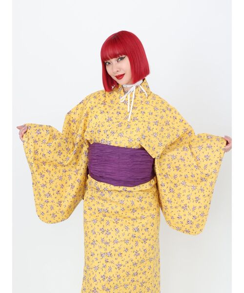 jouetie（ジュエティ）の「小花柄浴衣3点セット（平帯、兵児帯）（浴衣・レディース・イエロー/レッド・MEDIUM）」の4枚目の写真