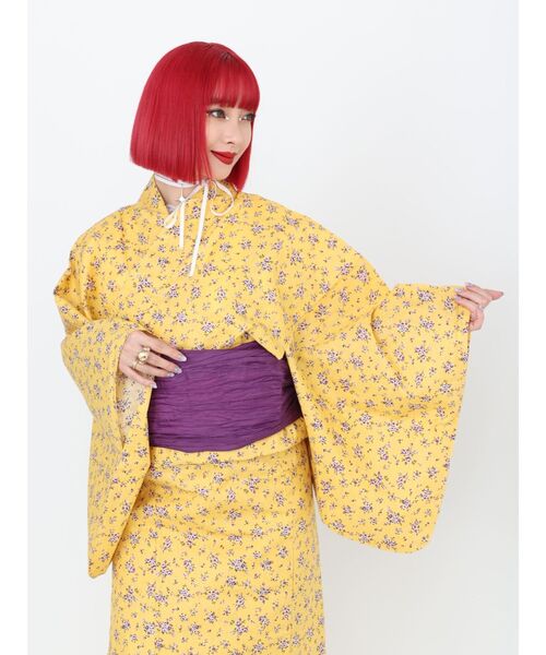 jouetie（ジュエティ）の「小花柄浴衣3点セット（平帯、兵児帯）（浴衣・レディース・イエロー/レッド・MEDIUM）」の5枚目の写真