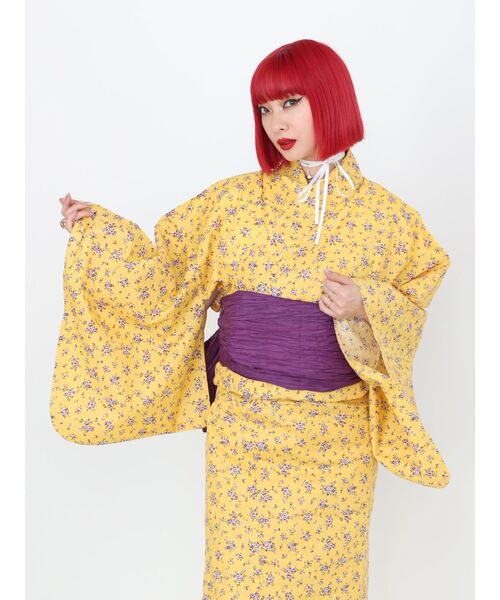 jouetie（ジュエティ）の「小花柄浴衣3点セット（平帯、兵児帯）（浴衣・レディース・イエロー/レッド・MEDIUM）」の7枚目の写真
